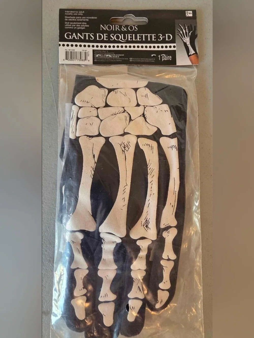 Amscan Black and White 3D Skeleton Gloves